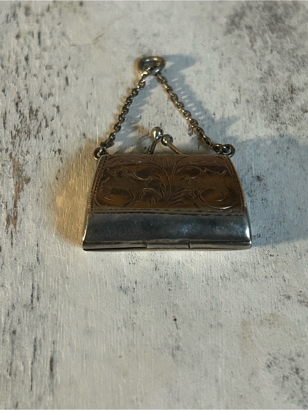 Vintage Sterling Silver Decorative Purse Pendent - Picture 2 of 6